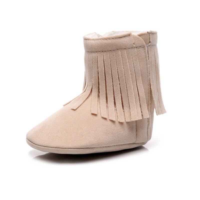 Baby Snow Boots Newborn Baby Girl Boy Kids Solid Fringe Shoes Infant Toddler Soft Soled Anti-slip Boots 0-24M: D / 0-6M