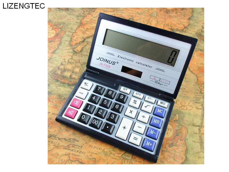 Business Foldable Finance Solar & Battery Double Power 12 Digit Big Button Electronic Calculator