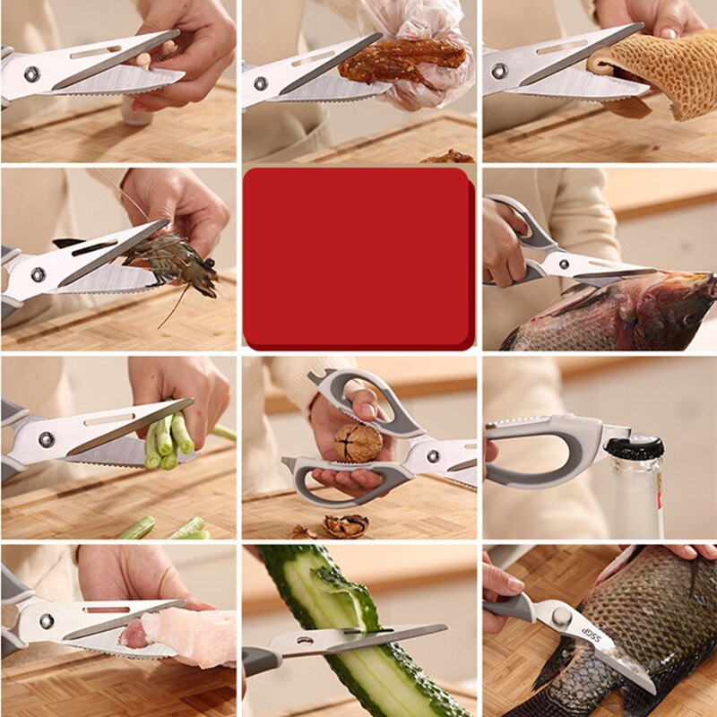 Wilona-Juego de 3 piezas de acero inoxidable para el hogar, tijeras de cocina multifunción, simples y potentes, para pollo, hueso y mariscos