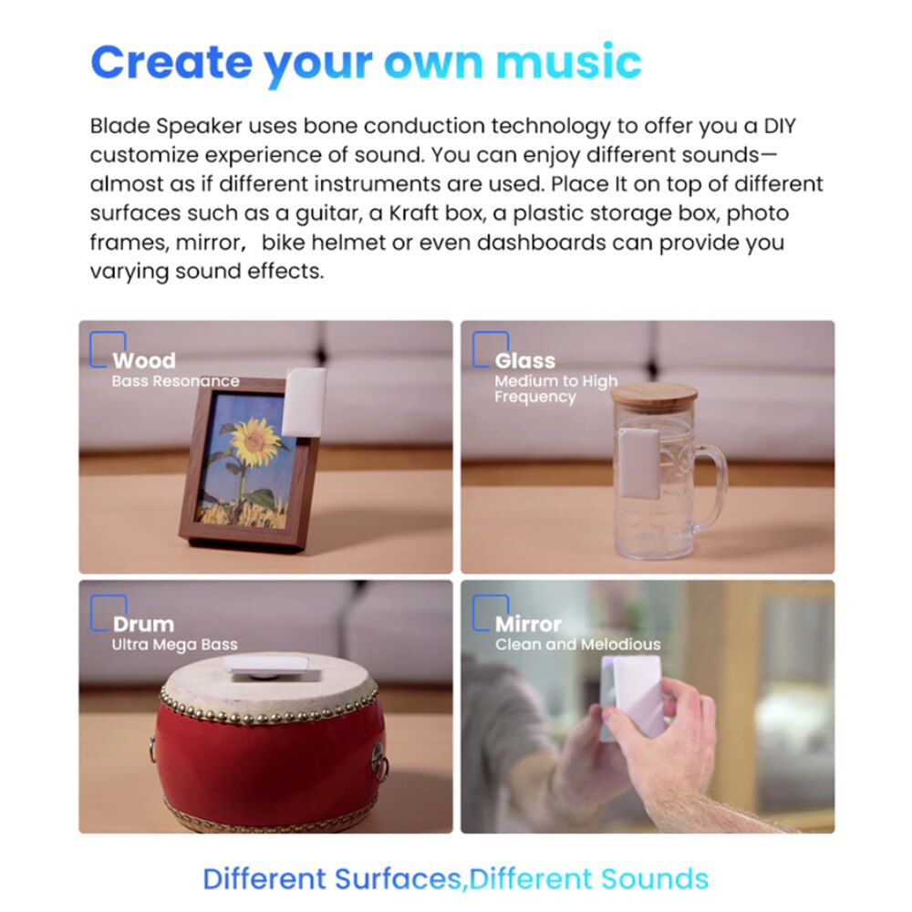 Bocoice-altavoz portátil de conducción ósea, minialtavoz inalámbrico con Bluetooth 5,0, sonido estéreo, micrófono incorporado, caja de sonido DIY