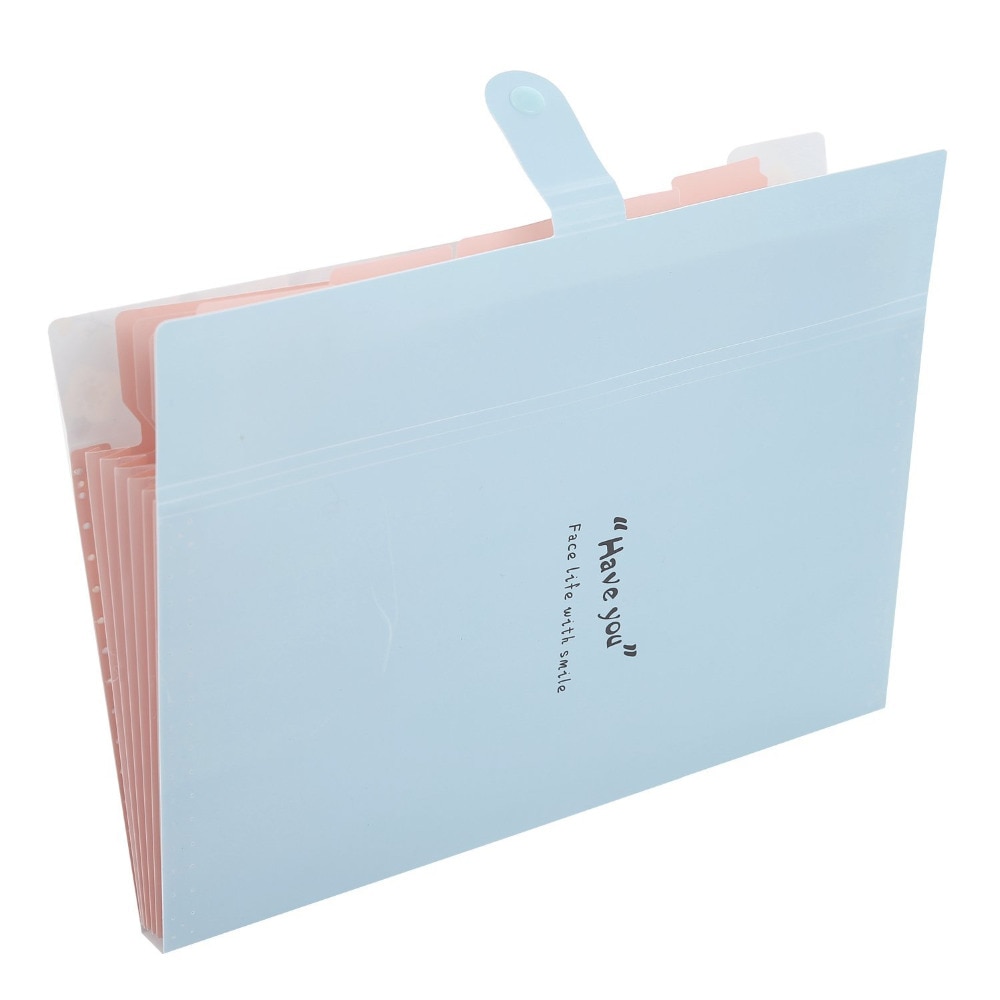 Floral Printed Accordion Document File Folder Expanding Letter Organizer (Blue)