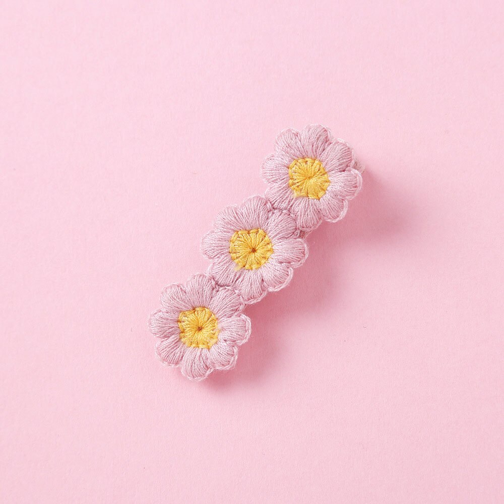 Cute Fabric Children's Hair Accessories Solid Color Wool Sunflower Hairpin Girls Word Clip Ponytail Clip Side Clip: LH072-02