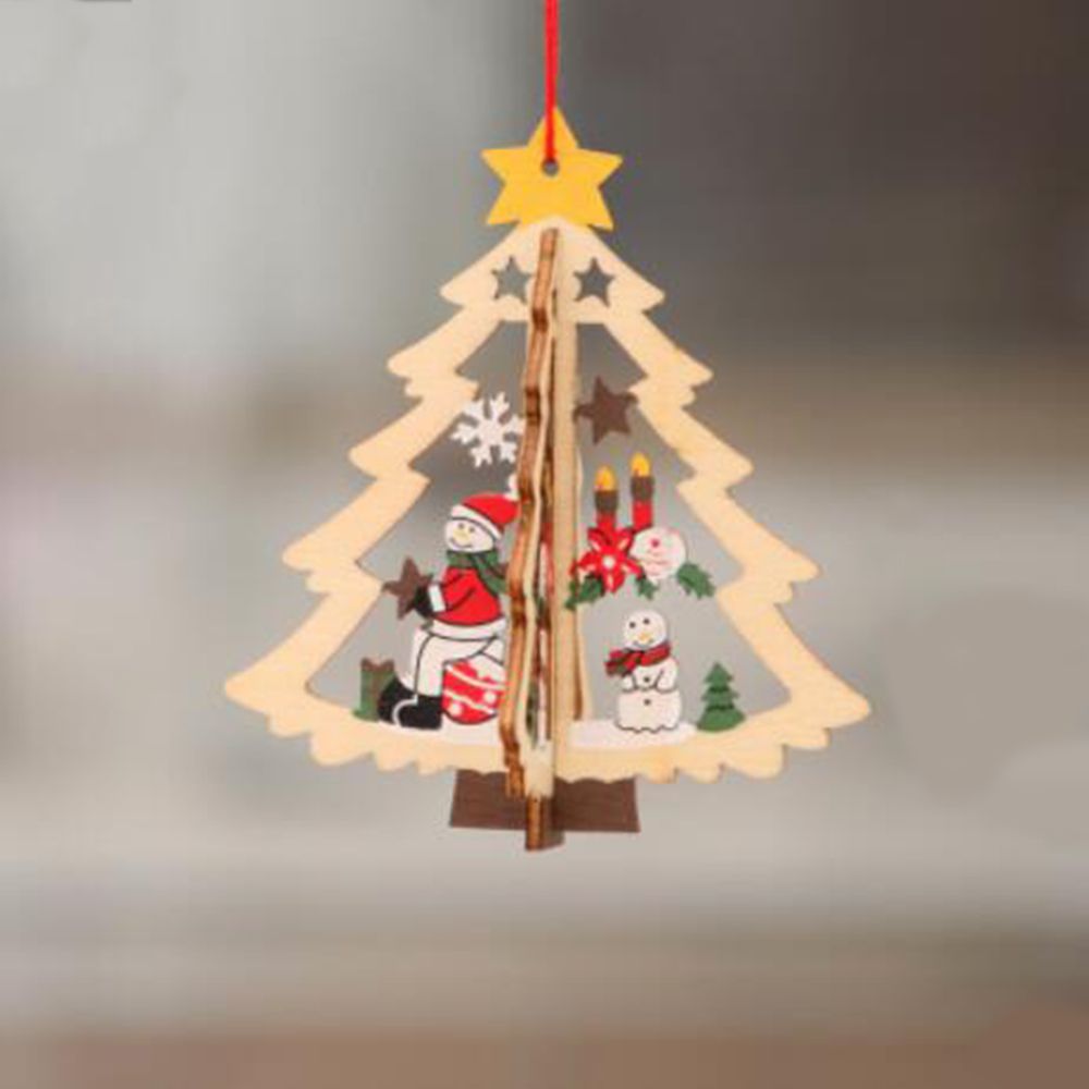 Diy røde jule snefnug & stjerne & træ træ vedhæng ornamenter hjem jul fest juletræ børn dekorationer: C
