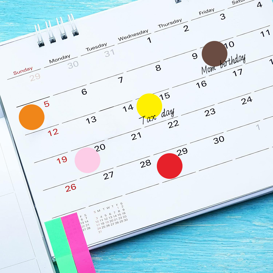 700 kpl 3/4 " värillisiä pistetarroja, , 10 väriä, pyöreät tarrat inventaarioon, toimistomerkintään, tee-se-itse-säilytykseen