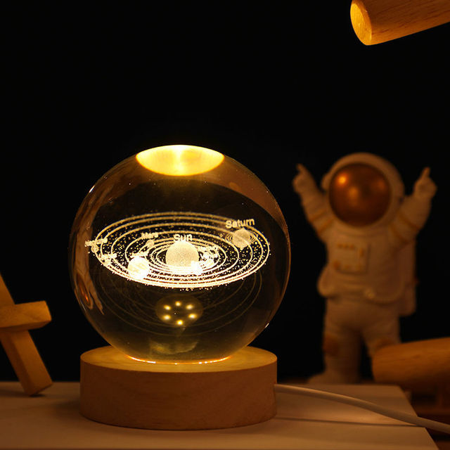 Boule de cristal 6/8 cm, sculpture intérieure transparente du système solaire, Globe de la planète, décoration de la maison, accessoires de photographie,: 6cm / Solar system