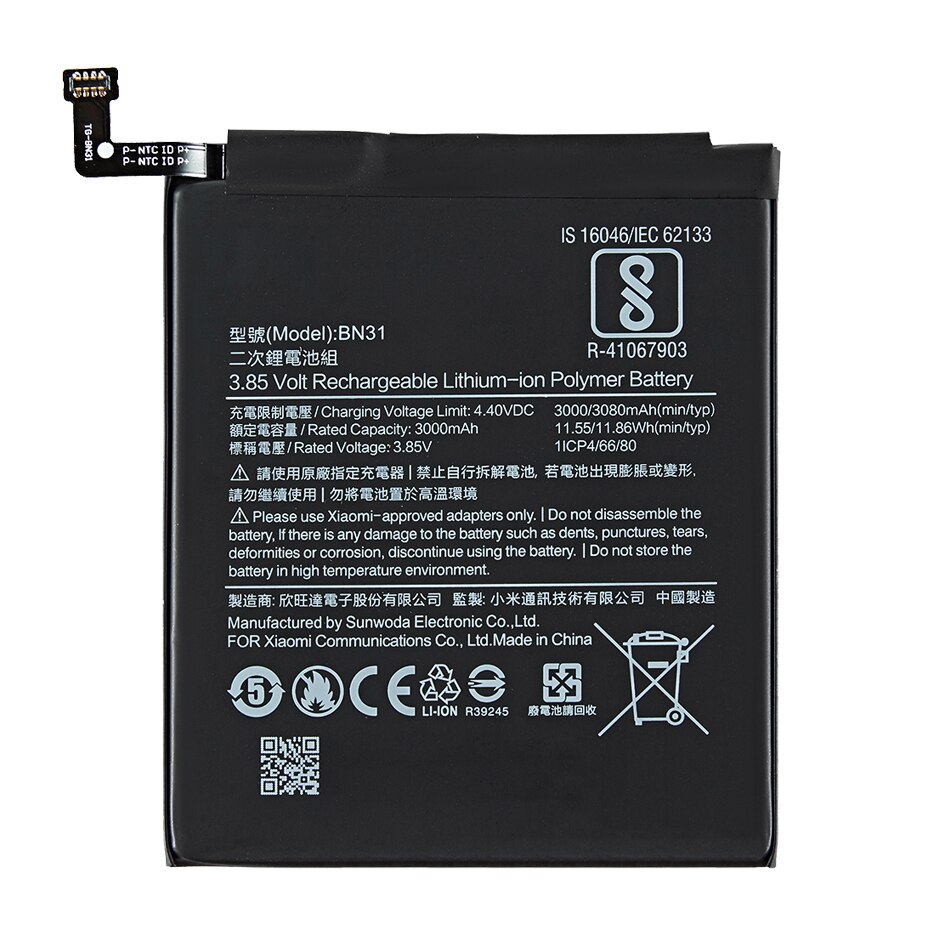 For Xiao mi redmi s2 BN31 3080mAh Battery For Xiaomi Mi 5X Mi5X Redmi Note 5A Note5A/ Pro Mi A1 Redmi Y1 Lite S2 BN 31 Batteries