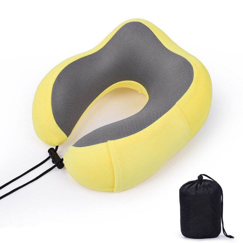 1PC en Mousse à Mémoire De Forme En Forme de U Cou Oreillers Doux Rebond Espace Oreiller De Voyage Solide Cervicale Soins Literie: yellow
