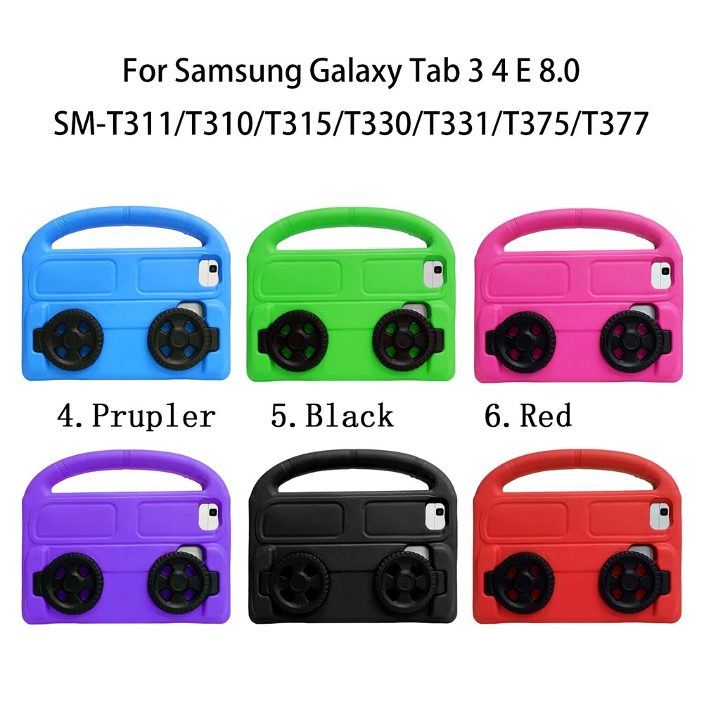 Case For Samsung Galaxy Tab 3 4 E 8.0 SM-T311/T310/T315/T330/T331/T375/T377 cover wheel Full body Shockproof Kids Tablets Fundas