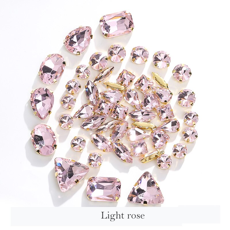 Astrobox Fancy 50 Stuks Gemengde Vorm Met Klauw Naai Rhinestone Crystal Voor Kleding &amp; Accessoires Glas Steen Diy Sieraden maken: Light rose