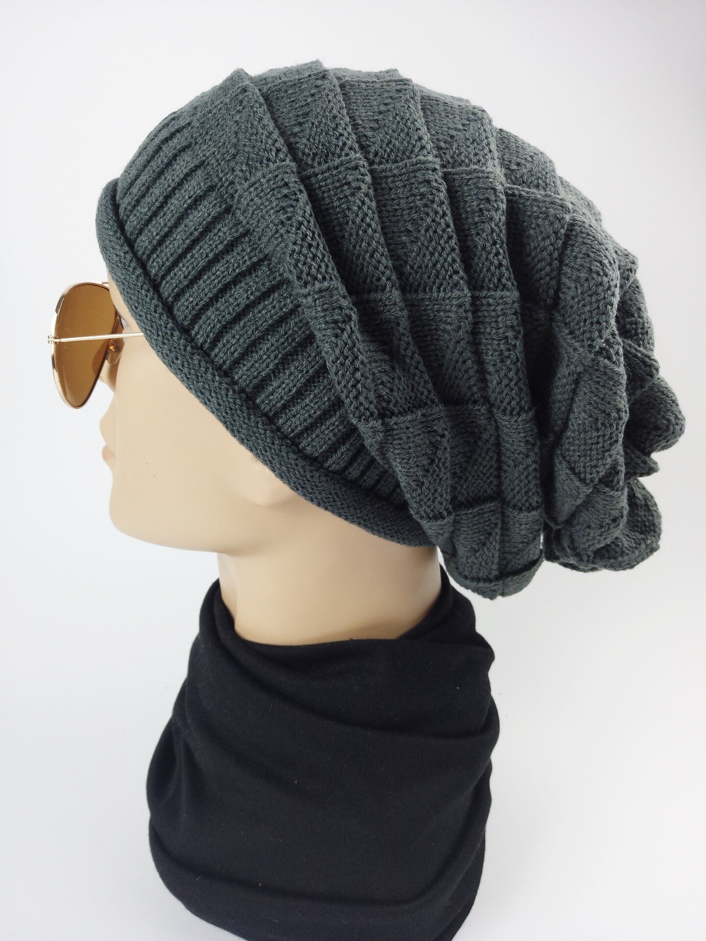 Chapeau Triangle en laine pour fille, en treillis de diamant, Style coréen, automne et hiver: Gris foncé
