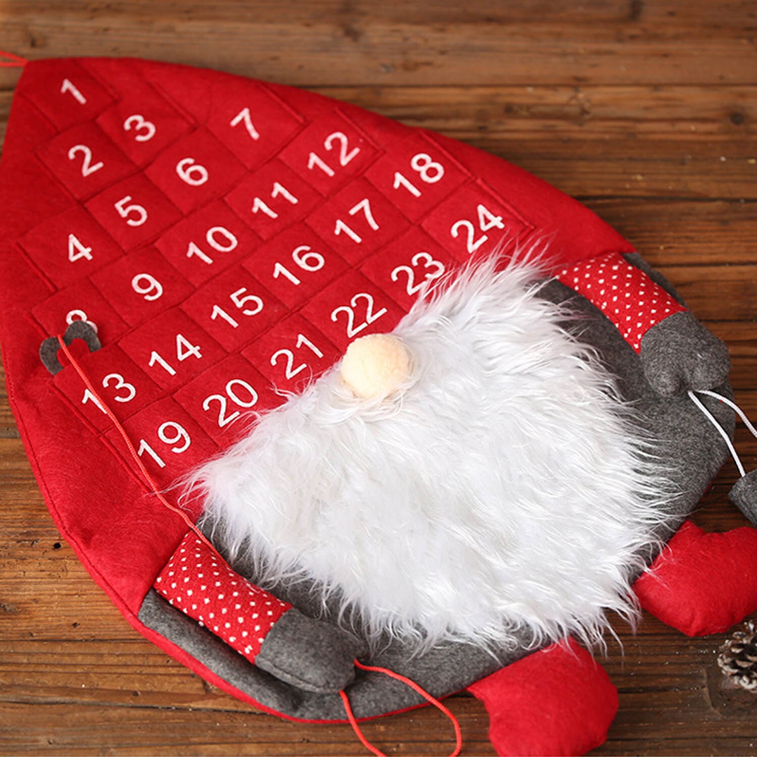 24 Days Santa Christmas Advent Calendar with Hanging Pockets Home Living Room Door Wall Decors Christmas Xmas Countdown Calendar