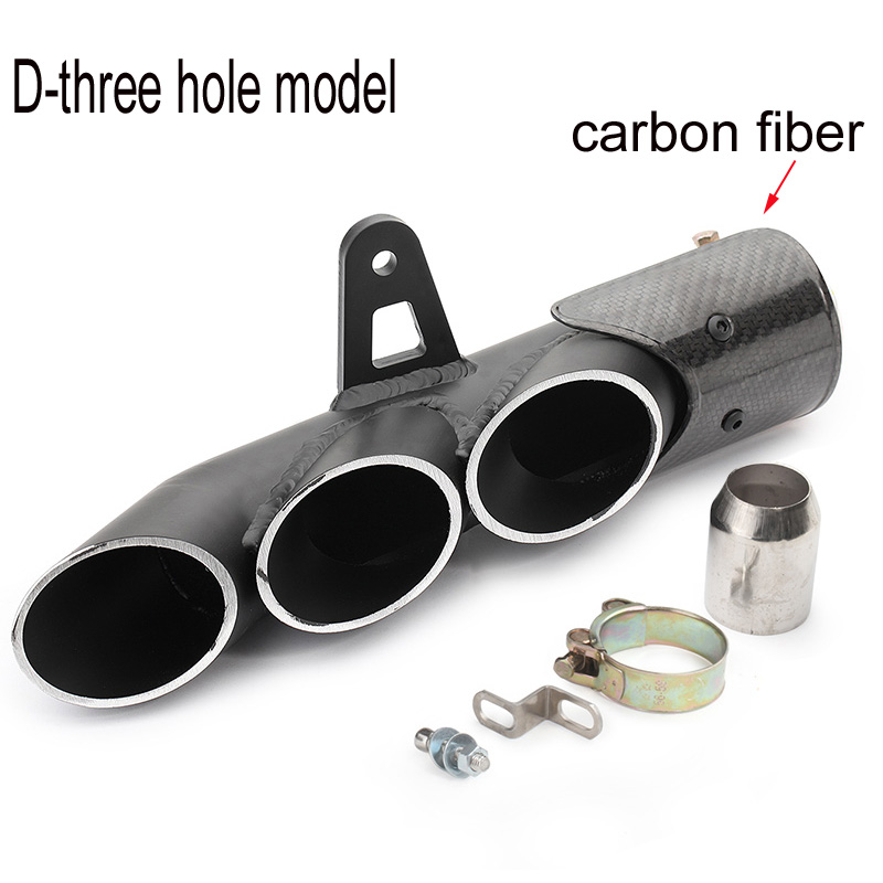Motorcycle Exhaust Muffler Carbon Fiber Double Down Slip-On Exhaust Escape Moto For R6 Z900 zx6r cbr500r gsxr1000r: D-