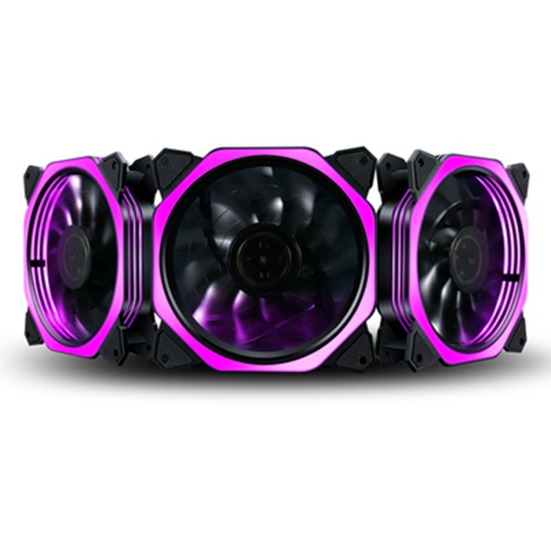 1PC 12cm Double Aperture Multi-colored Silent LED Computer Case PC Cooling Fan 12V Cooling Fan: Purple