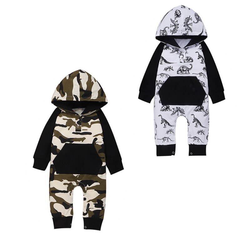 Vêtements pour bébé garçon 0-24M | Tenue de Camouflage à manches longues, dinosaure/combinaison