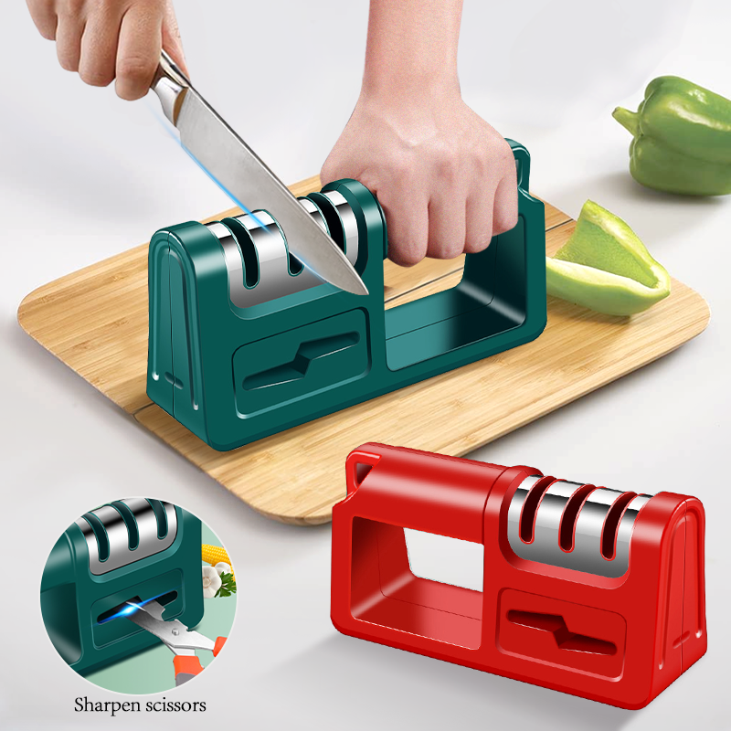 4 in 1 Diamond Knife Sharpener Whetstone Multi-functional Manual Quick Sharpening Tool for Kitchen Knives Scissors and Tools