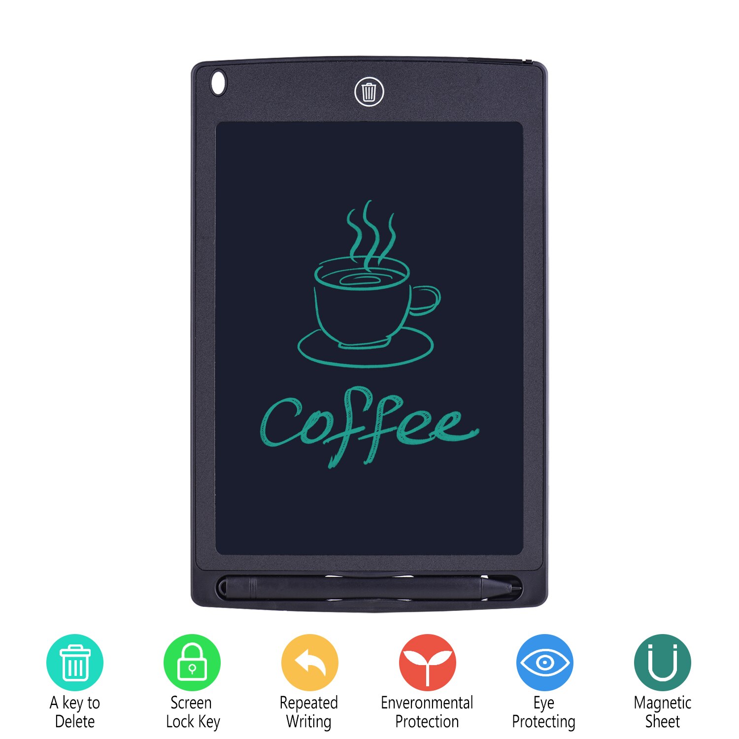 Aibecy Reusable Electronic Digital Drawing Board Graphics Handwriting Single Color Screen 8.5 Inch LCD Writing Tablet Portable