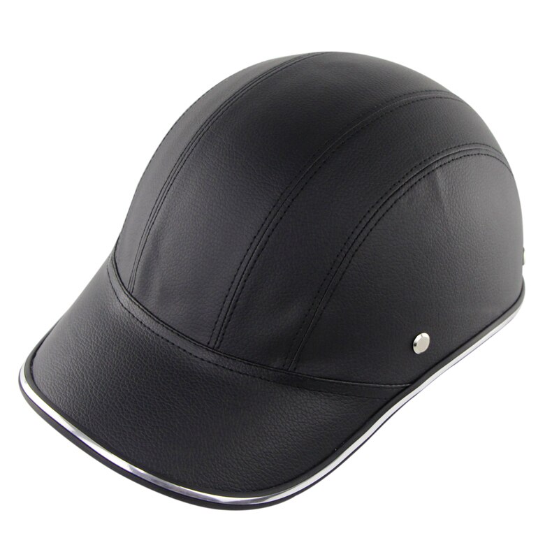Motorcykel hjelm halv åben ansigt baseball cap åndbar aftagelig foring justerbar stap  h7jp: Sort