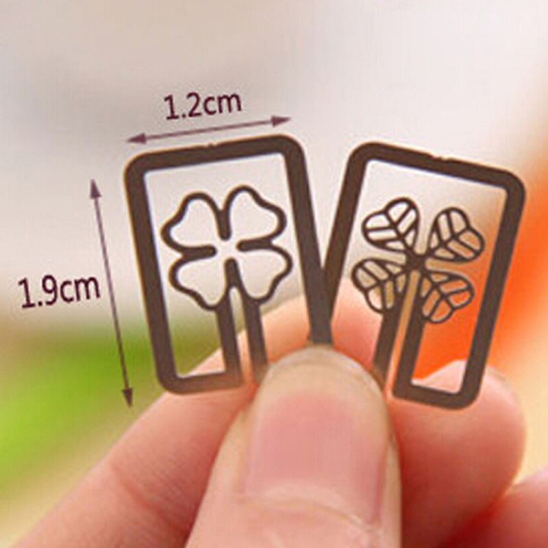 100 stks/partij Mini Metalen Bladwijzer Clips Leuke Cartoon Dier Bloem Cartoon Plated Sliver Bladwijzers Briefpapier Boek Lijn Marker