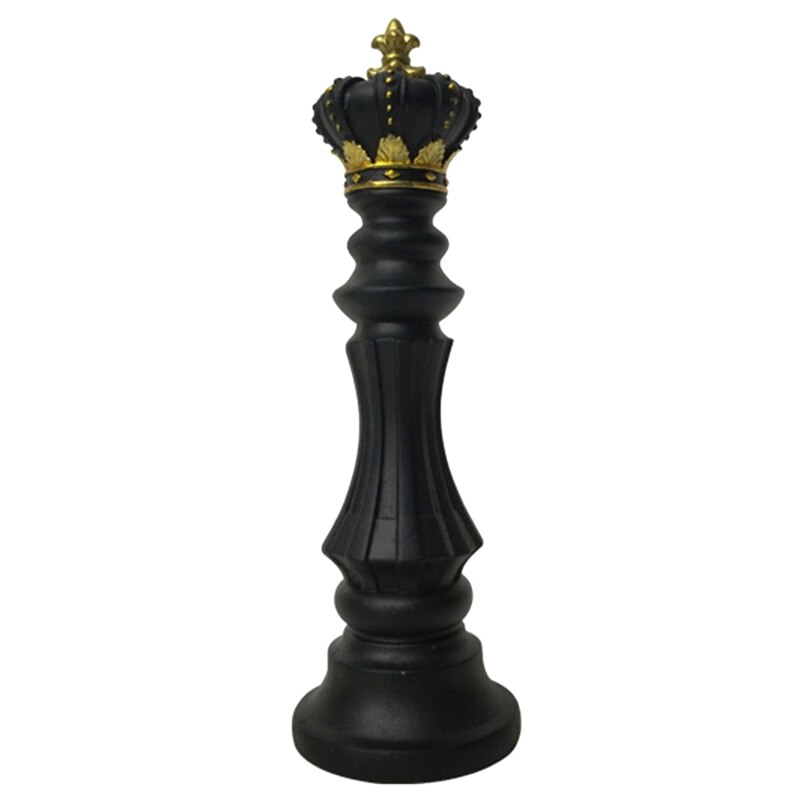 Chess Statue Decor Desktop Ornaments Art Figurines Office Study Chessmen Sculpture Home Decors Garden Decor Miniatures: Black King