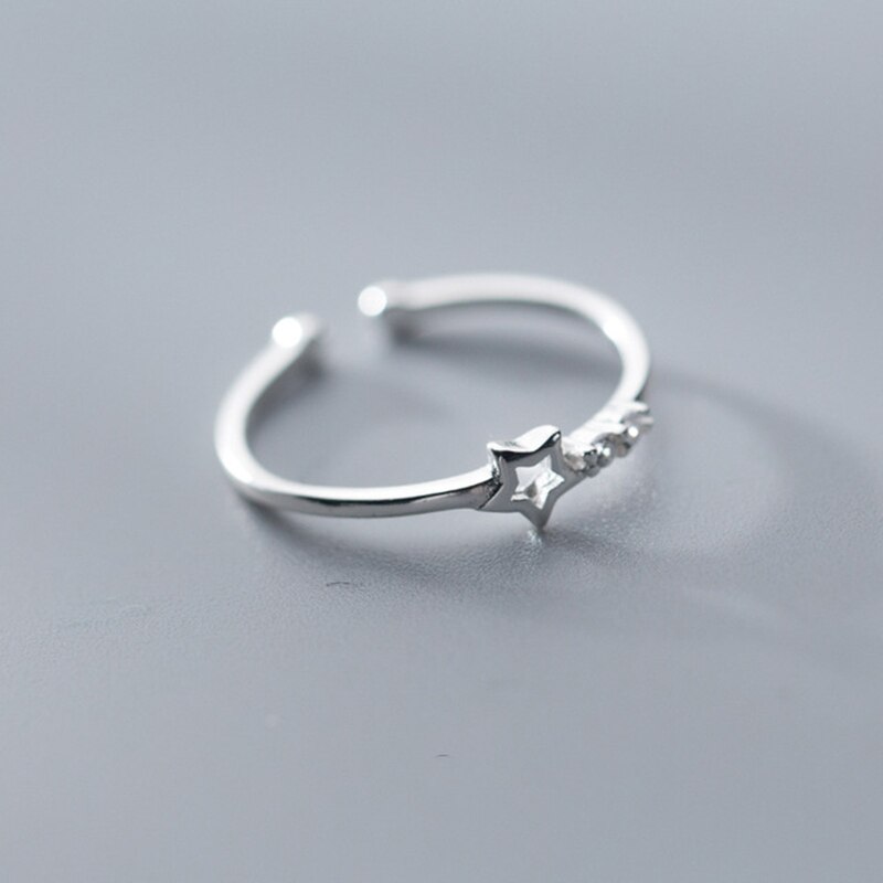 INZATT Echtem 925 Sterling Silber Romantische Ring Für modisch Frauen Nette Hohl Zirkon Stern Schmuck Valentinstag