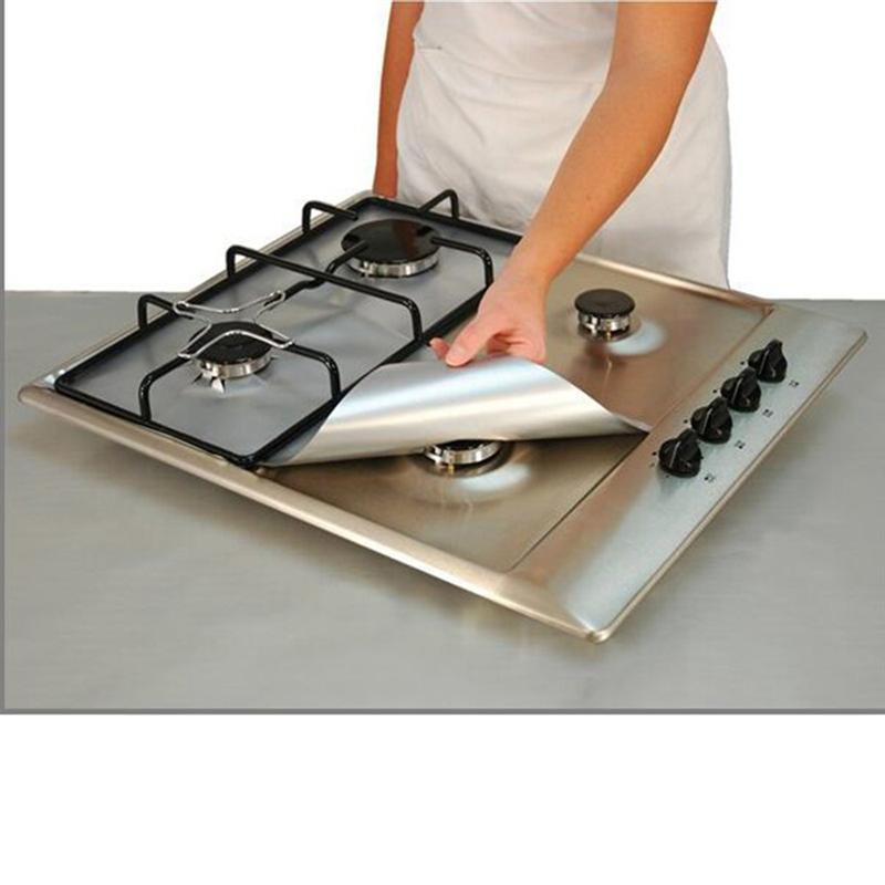 4 st universal ugnsfodral gashäll skyddsplattor fyrkantiga värmebeständiga brännare spisskydd tvättbar återanvändbar dyna 27*27cm