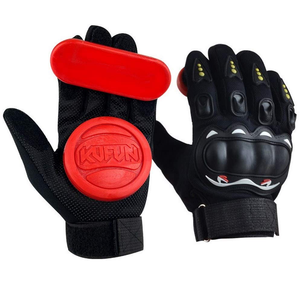 KUFUN Skateboard Handschuhe Downhill Slide Handschuhe Feuer Stein Flint Funken Longboard Handschuhe Schutz Getriebe/Pad Downhill Slide Handschuhe: 2 red pattern glove
