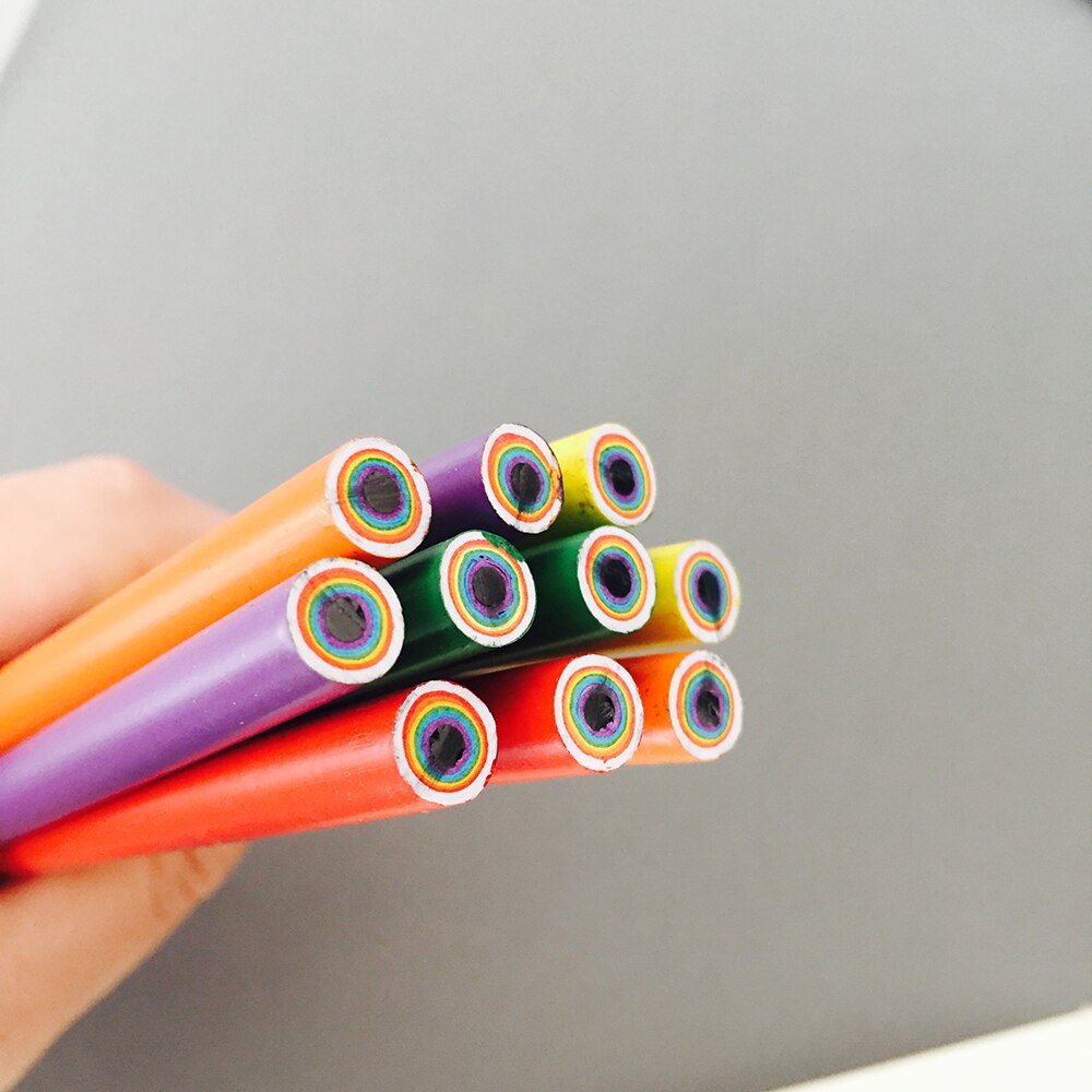 6Pcs/Set Stationery Sets 5 Pcs HB Rainbow Paper Pencil 1 Pcs Sharpener School Office Drawing Supplies Cute Pencils for Girls