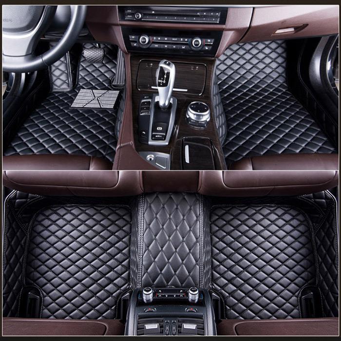 3d auto vloermatten voor toyota land cruiser 100 200 waterdichte leren vloermatten auto-styling interieur auto vloermat: Helemaal zwart