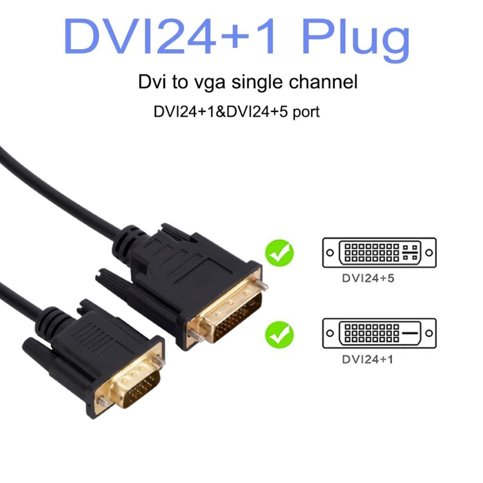 LccKaa DVI till VGA-adapterkabel - 1080P DVI 24+1-omvandlare för Dator Skärm