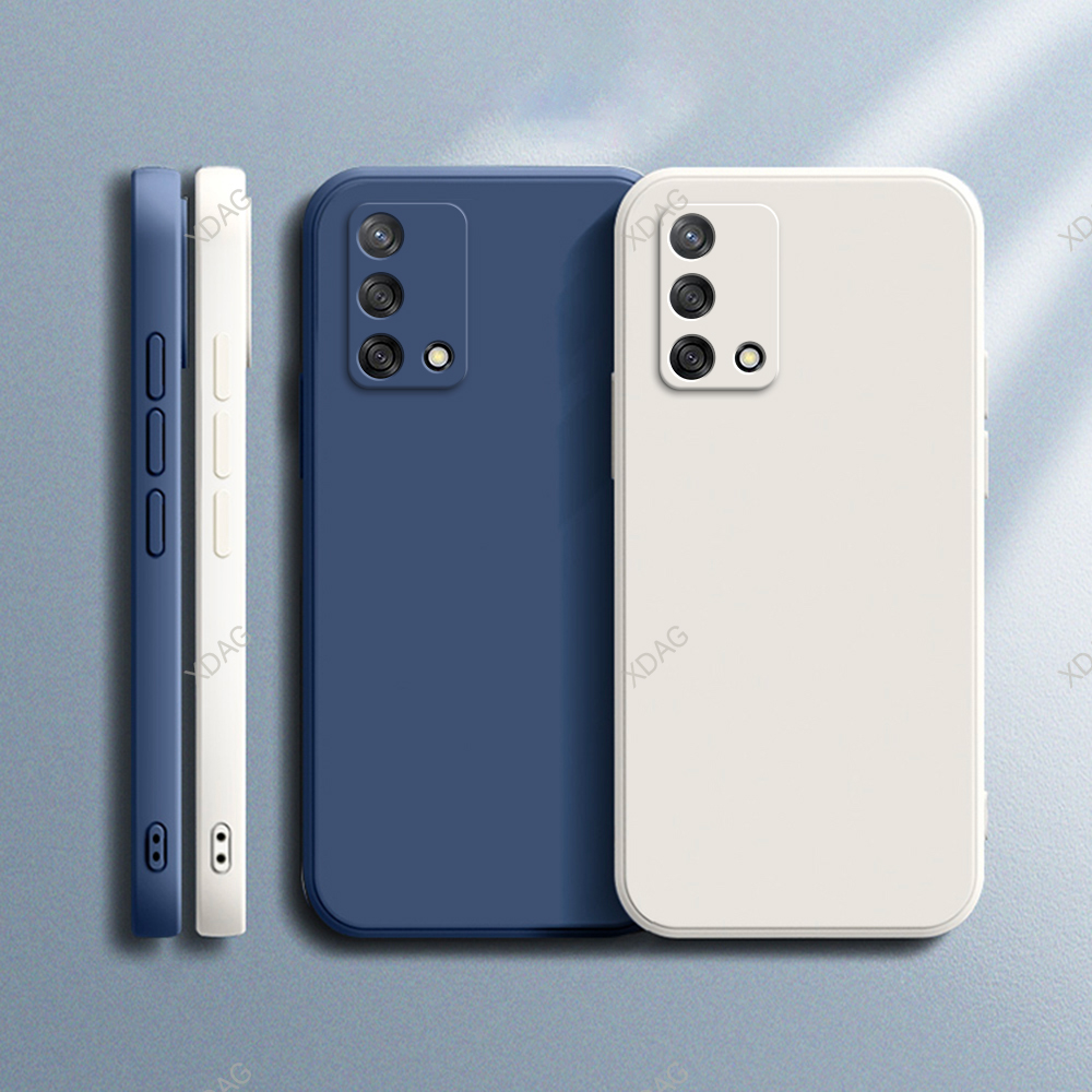 Klassische flüssigsilikon-handyhülle für oppo  f19 (chp 2219, cph 2219) , kameraschutz, rückseite, weiche, quadratische 6.43 einfarbige schutzhülle