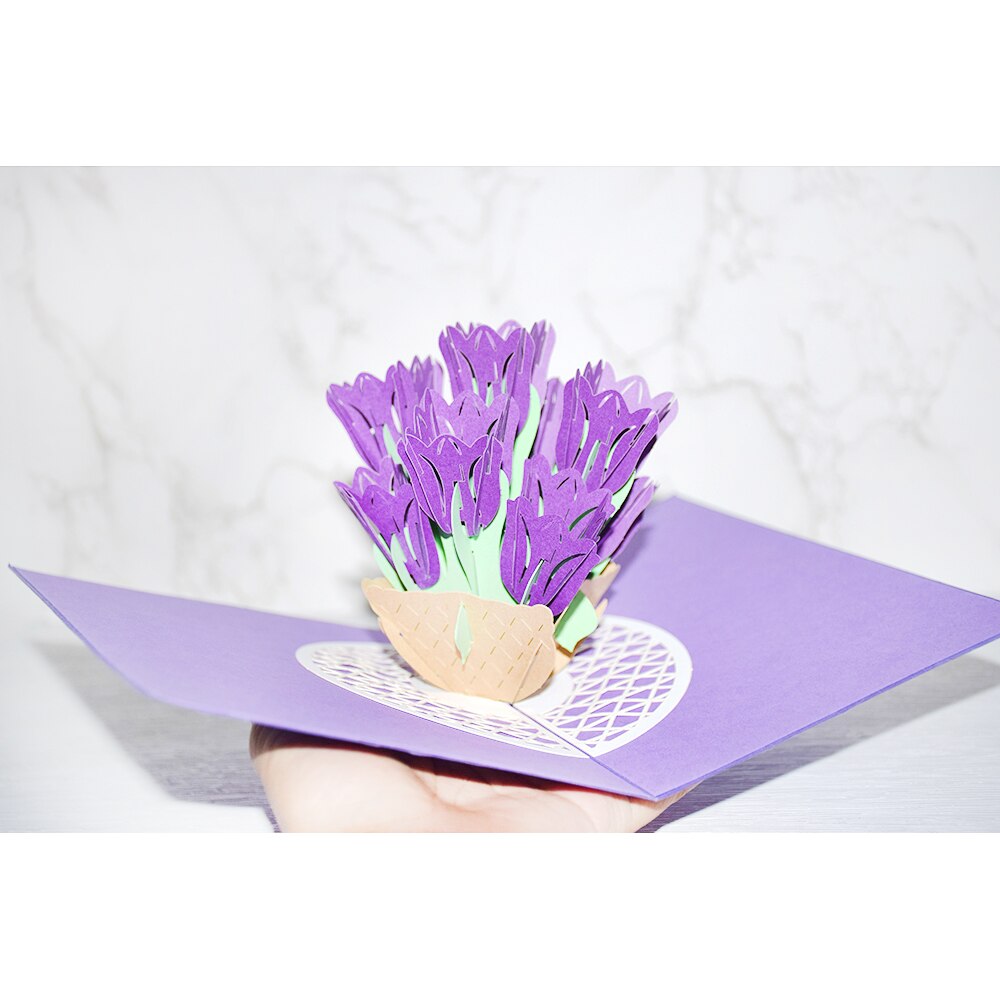 3d pop-opp kort tulipan blomster kort til familie venner bursdag festival gratulasjonskort postkort kort med konvolutt