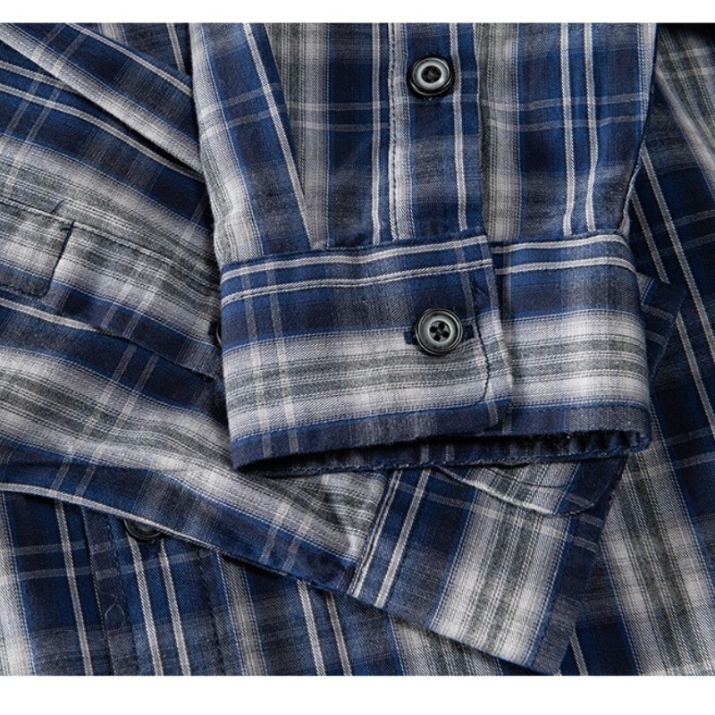Camisa a cuadros azules de manga larga para hombre, ropa de trabajo informal a rayas, estilo Hong Kong, azul, rojo, GC-1236, novedad de verano y primavera de