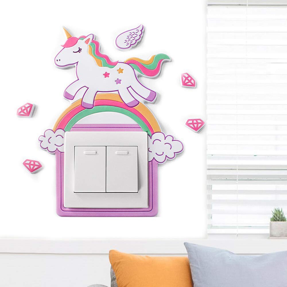 Leuke Eenhoorn Licht Schakelaar Stickers Cover,Interrupteurs Autocollant Commutateur