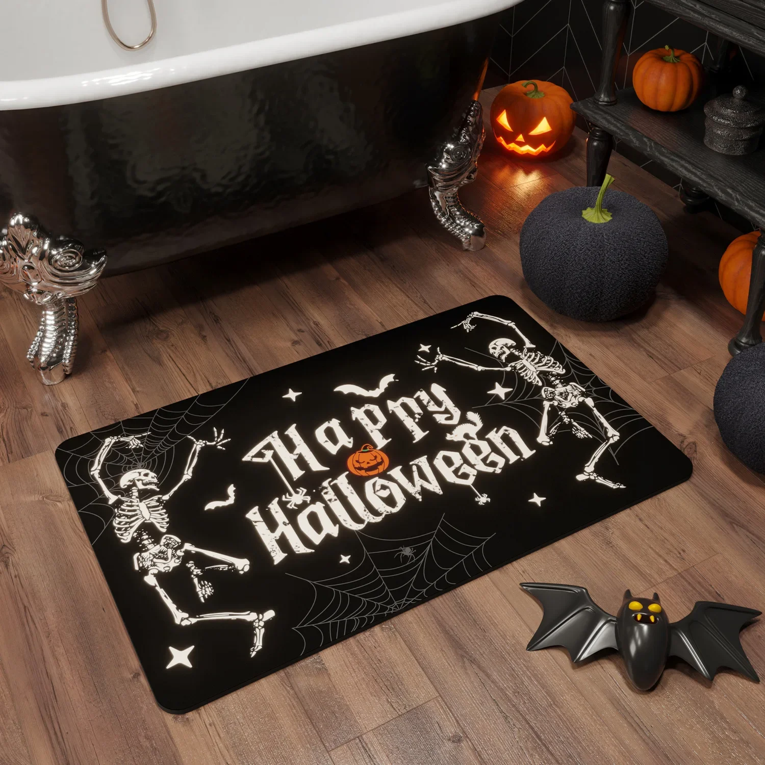 Halloween Geist bat matt Teppich weiche Kieselgur Super saugfähig schnell trocknende rutsch feste Gummi boden Teppiche: Weiß / 500MMx800MM