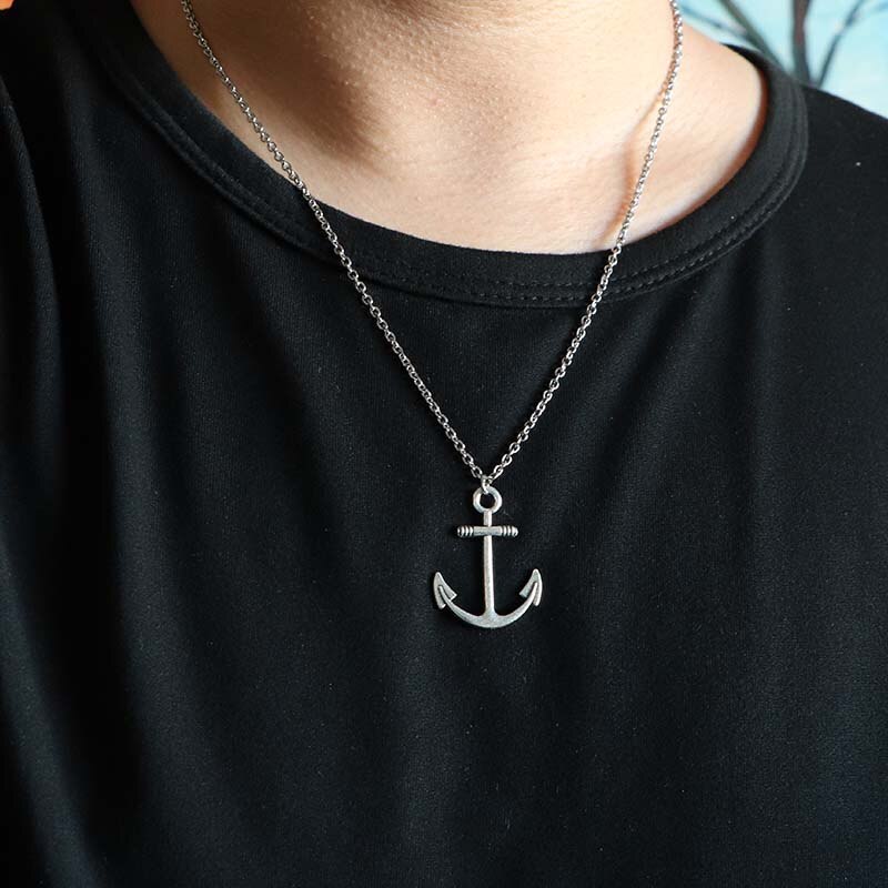 Girocollo del bambino delle donne dei monili della collana del pendente chiave dell'ancora dell'albero di lusso della catena dell'acciaio inossidabile di stile popolare per il partito dell'amica femminile: BY Anchor1