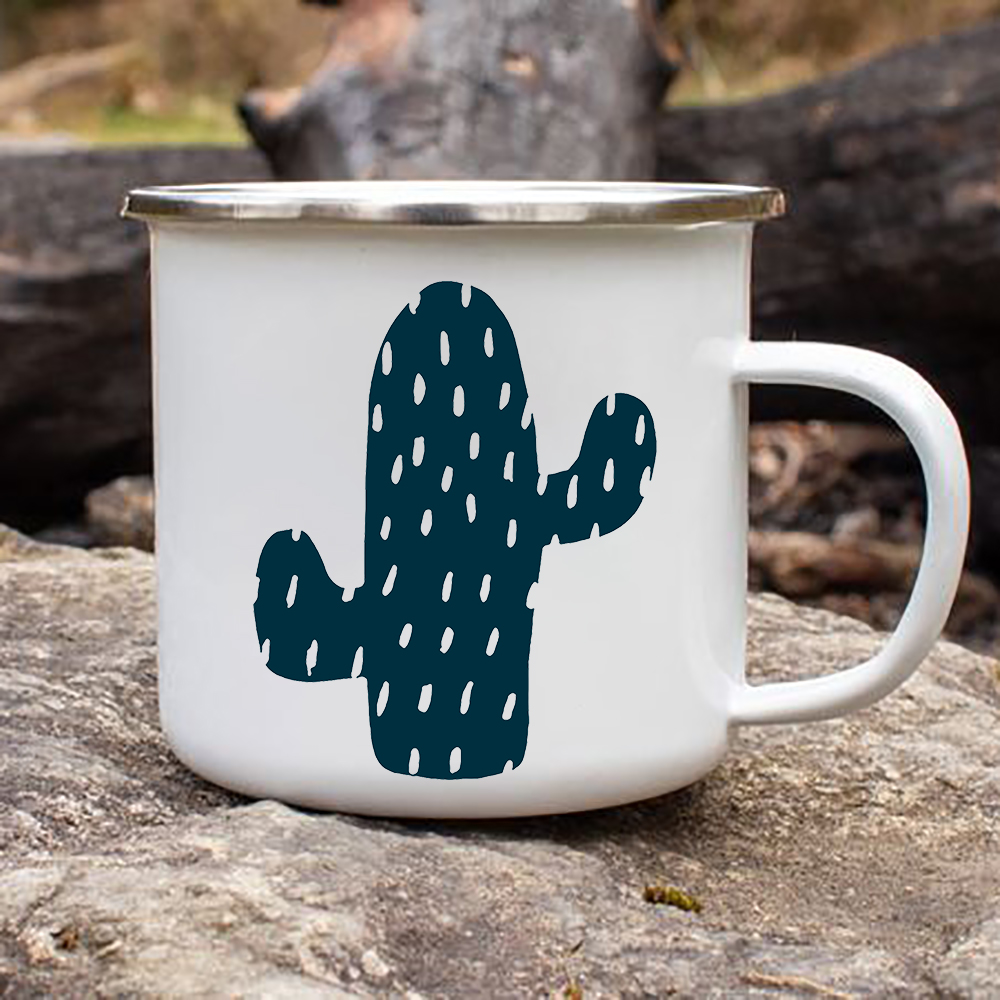 Træ bjerg måne stjerner emalje kaffe te krus camping bål fest øl drink juice cola kopper udendørs vandreture: Xh1557-a015wh-8