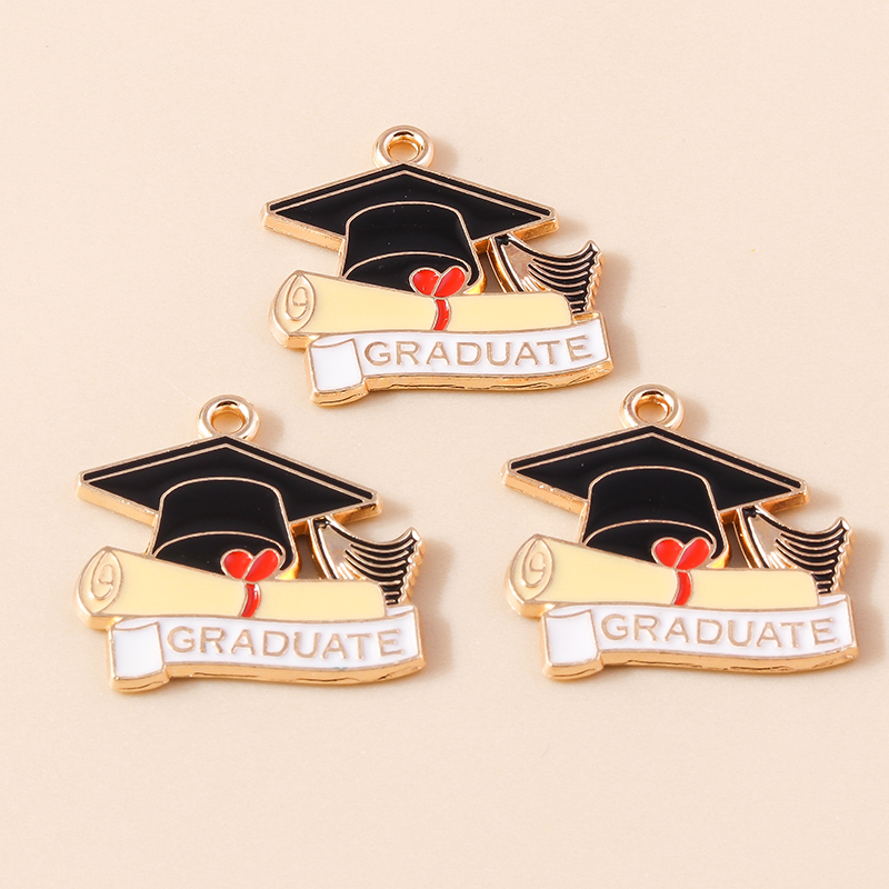 10 Uds. De dijes esmaltados para ceremonia de graduación, profesora, estudiante, mortero, collares, pendientes, accesorios para hacer joyería DIY: Violeta