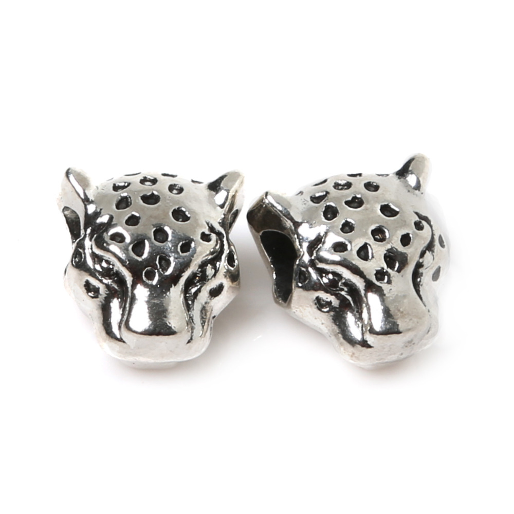 Charms Beads 10Pcs/lot Antique Gold Silver Color Lion Leopard Head Charms Beads Fit Making Bracelet DIY