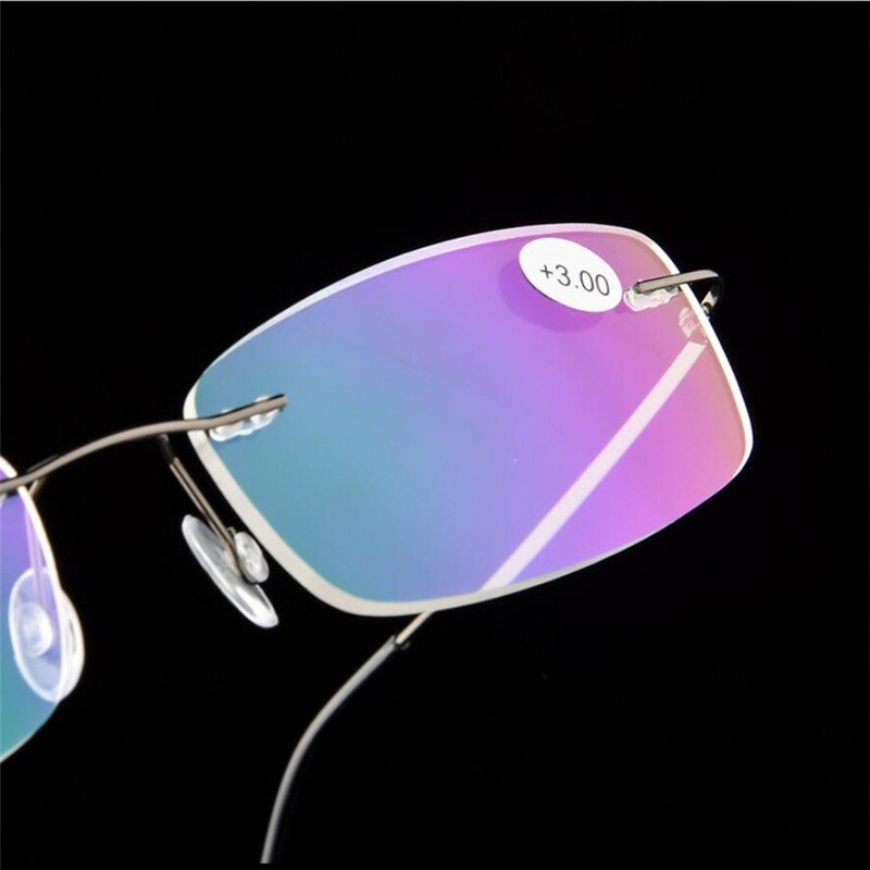 Unisex Titanium Legering Randloze leesbril, Vrouwen High Definition Anti Vermoeidheid Ultralight Frameloze Presbyopie Eyewear A859