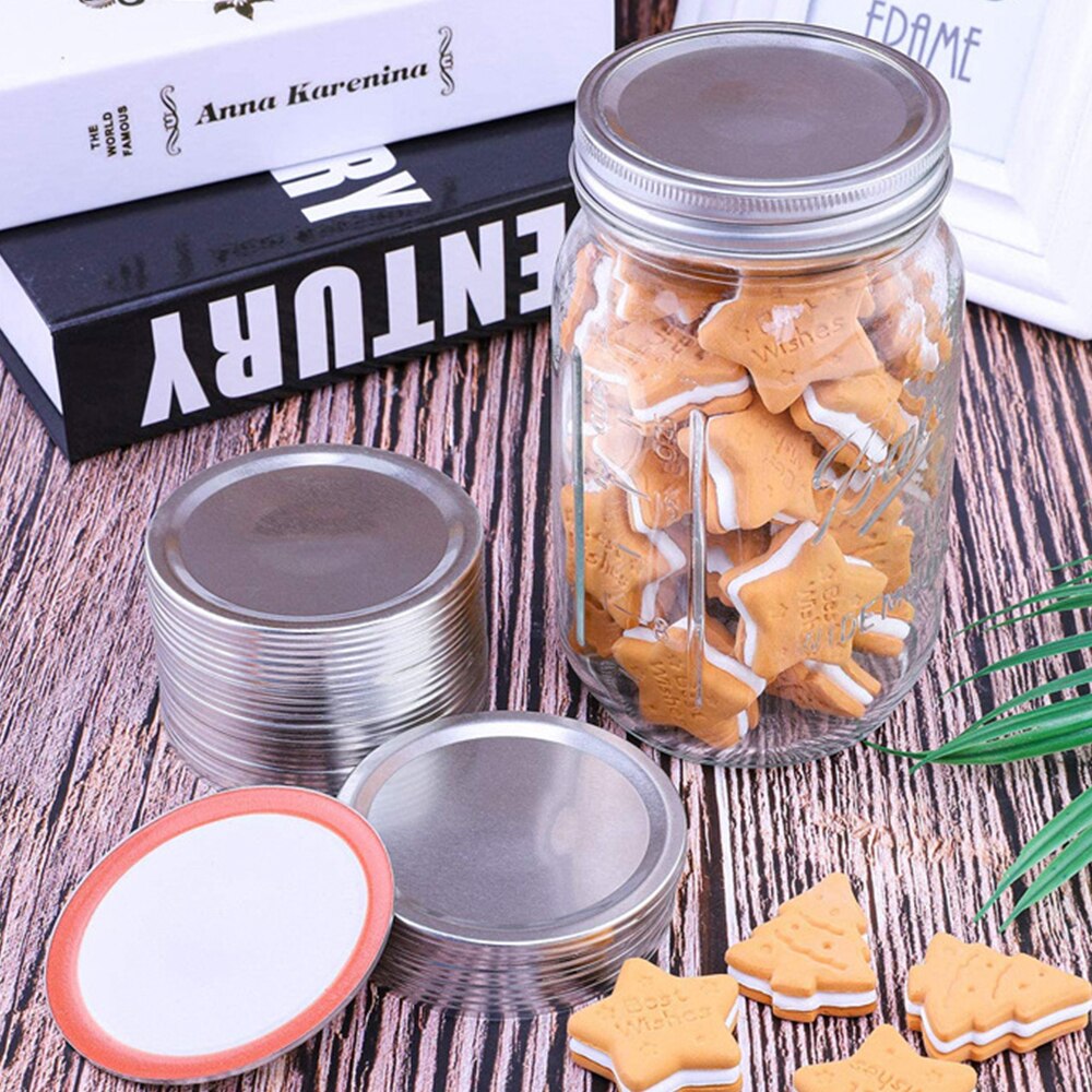 12PCS 70/86mm Mason Jar Lids with Discs Wide Mouth Canning Mug Glass Lid Stainless Steel Top Covers Rust Resistant Screw Rings