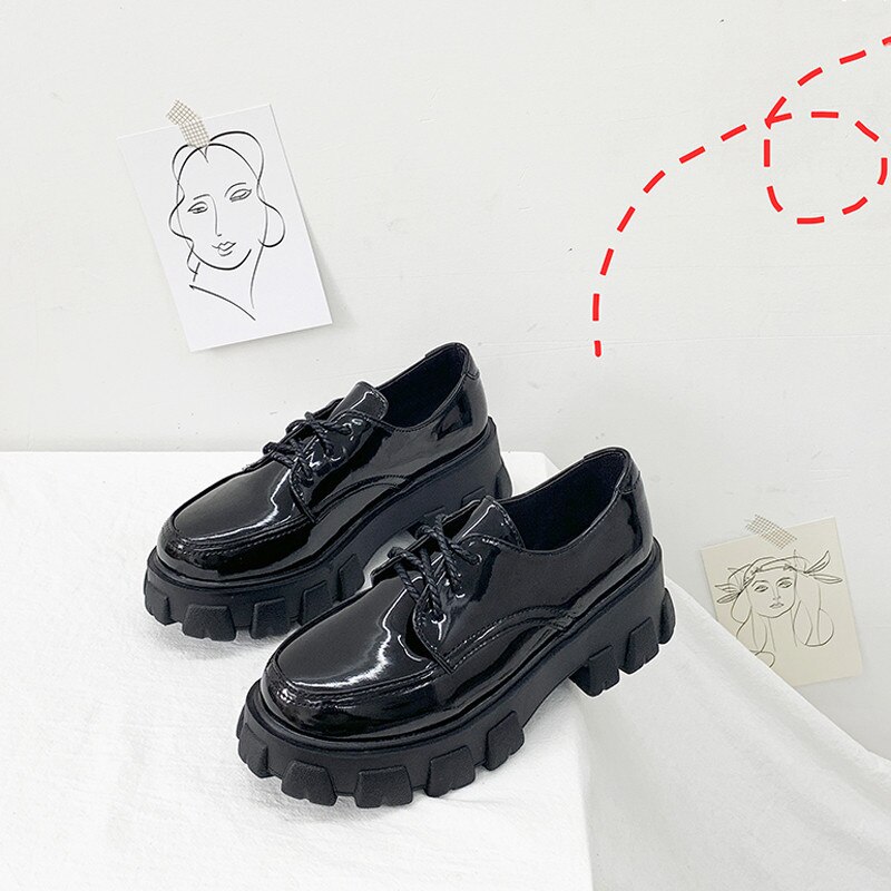 Dam flats skor platå sneakers slip on flats lack dam loafers mockasin fritidsskor dam creepers