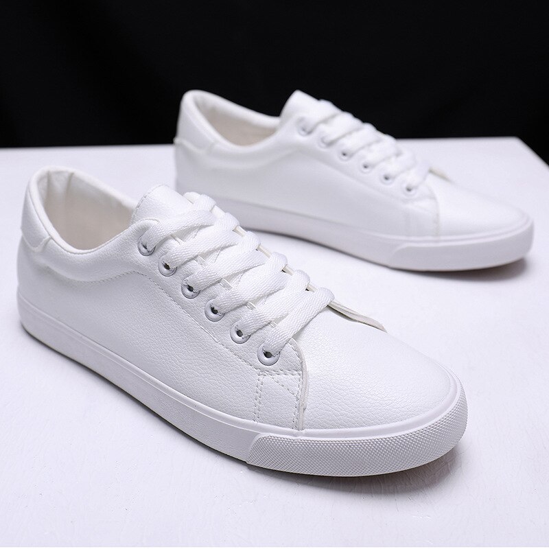 Vita skor herr sneakers mjukt läder herr fritidsskor märke herrskor  n035: Vit / 9.5