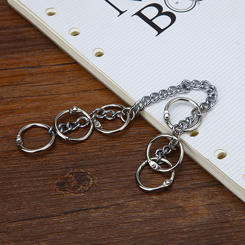 Metall verlieren Blatt Buch Bindemittel Klapp Ringe Mit Kette Keychain DIY Album Sammelalbum Handwerk Alben Buch Bindemittel Schule Büro Supplie: 15MM Silber- Gürtel