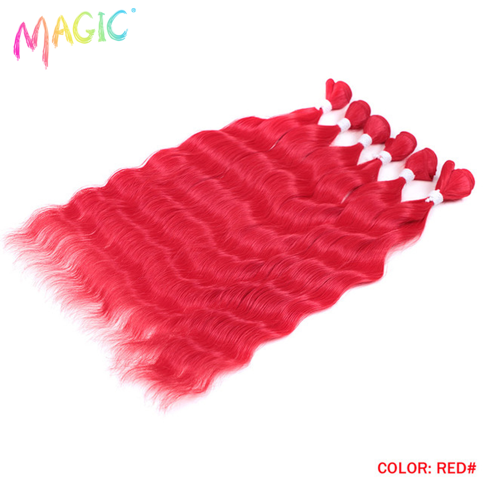 Magic Synthetic Hair 6PCS 20inches Nature Wave Hair Bundles Black Color Extensions Heat Resistant Strands of Hair Tresses: #18
