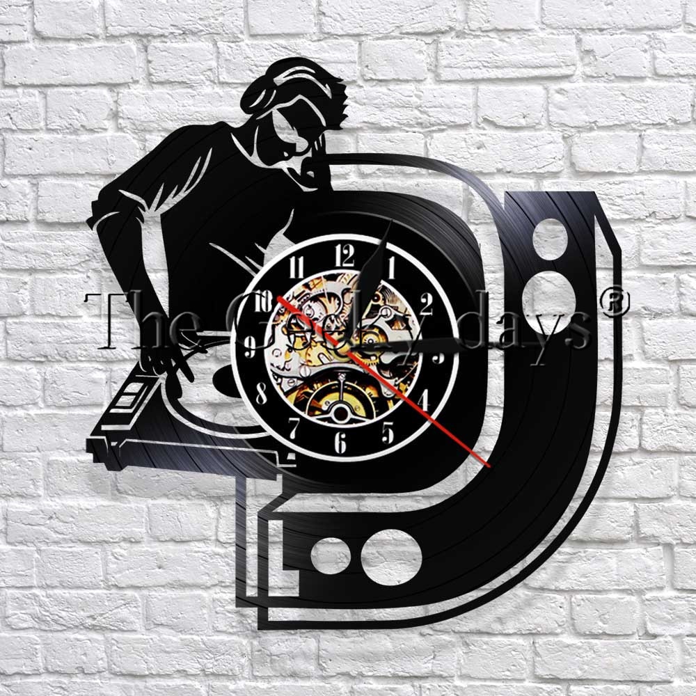 DJ Wall Clock Music Vinyl Record Wall Clock Modern 3D Wall Watch Timepiece Home Decor Best For Rock N Fans