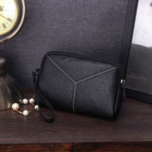 Women Long Purse Leather Wallet Phone Bag Zip Card Holder Clutch Smart Wallet Mini Slim Card Wallet Lady Solid Clutches: B