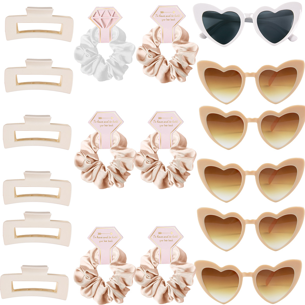 6/8 setzt Brautjungfer Herzform Sonnenbrille Haargummis Scrunchies Haarspangen Bachelorette Hochzeit Brautparty Gastgeschenk Vorschlag: Licht Grün
