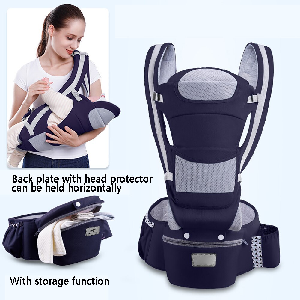 Zachte Multifunctionele Handsfree Afneembare Outdoor Dagelijks Hip Seat Draagbare Rugzak 0-48months Wrap Pasgeboren Baby Carrier: Black