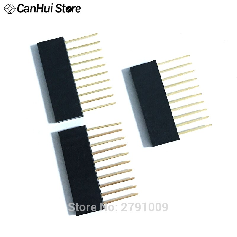 10pcs/lot Pin Header 8 pin 2.54MM 10MM Long Needle Female Pin Header Strip Stackable Header Connector 8pin 4pin 6pin 10pin 15pin