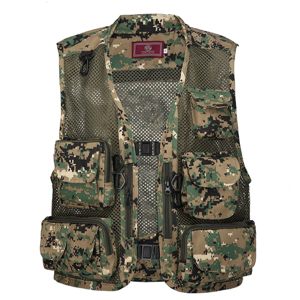 Outdoor Sport Fishing Life Vest Men Breathable Swimming Life Jacket Safety Waistcoat Survival Utility Vest Buoyancy Waistcoat: Green Camouflage / M